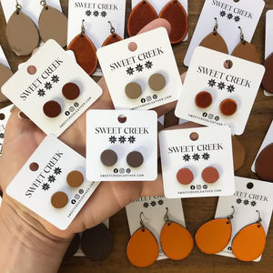 sweet creek painted leather stud earrings | 9 colors