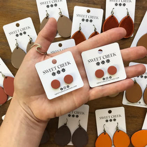 sweet creek painted leather stud earrings | 9 colors