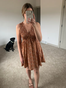 amber floral silky mini dress