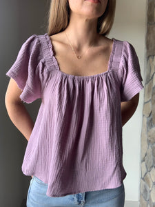 summer gauze lilac top