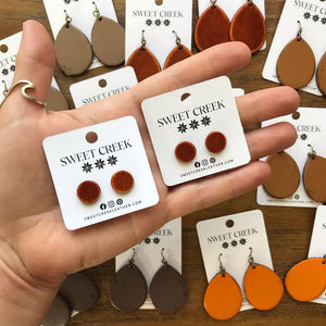 sweet creek painted leather stud earrings | 9 colors