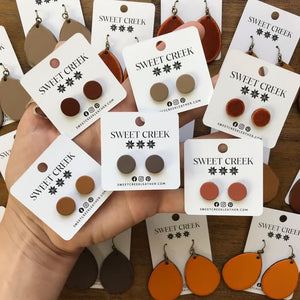 sweet creek painted leather stud earrings | 9 colors