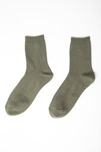 olive ribbed quarter socks