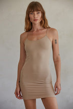 Load image into Gallery viewer, light taupe spaghetti strap slip tank dress