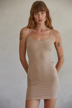 Load image into Gallery viewer, light taupe spaghetti strap slip tank dress