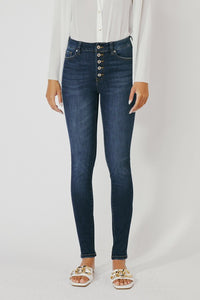 kancan classic dark button skinny jeans