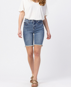 JUDY BLUE HIGH RISE CUT-OFF BERMUDA SHORTS | S-3XL