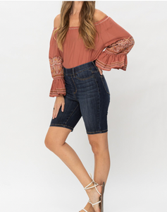 judy blue high waist pull on denim bermudas