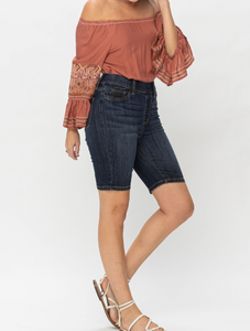 judy blue high waist pull on denim bermudas