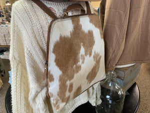 tan cowhide leather backpack