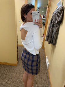 royal button down plaid skirt