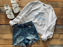 Load image into Gallery viewer, LAKE SHERWOOD WHITE CROPPED CORDED SWEATSHIRT