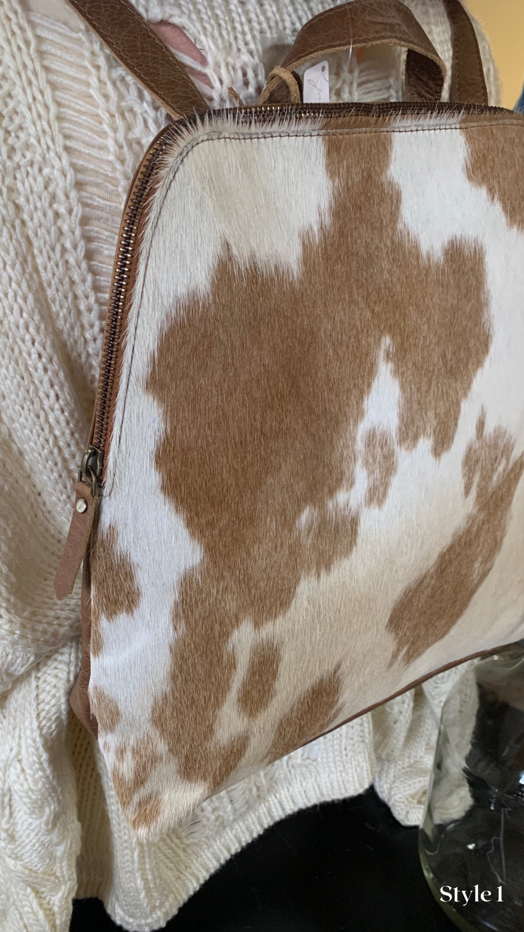 tan cowhide leather backpack