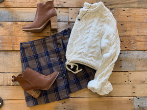 royal button down plaid skirt