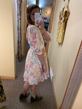 Load image into Gallery viewer, PINK, YELLOW, GREEN + CREAM FLORAL DRESS