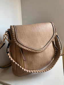 whipstitch flapover crossbody purse | 3 colors