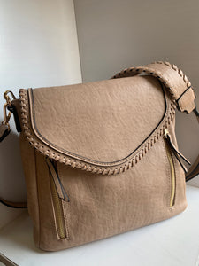 whipstitch flapover crossbody purse | 3 colors