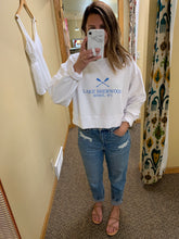 Load image into Gallery viewer, LAKE SHERWOOD WHITE CROPPED CORDED SWEATSHIRT