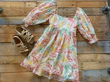 Load image into Gallery viewer, PINK, YELLOW, GREEN + CREAM FLORAL DRESS