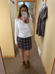 royal button down plaid skirt