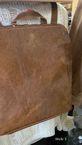 tan cowhide leather backpack